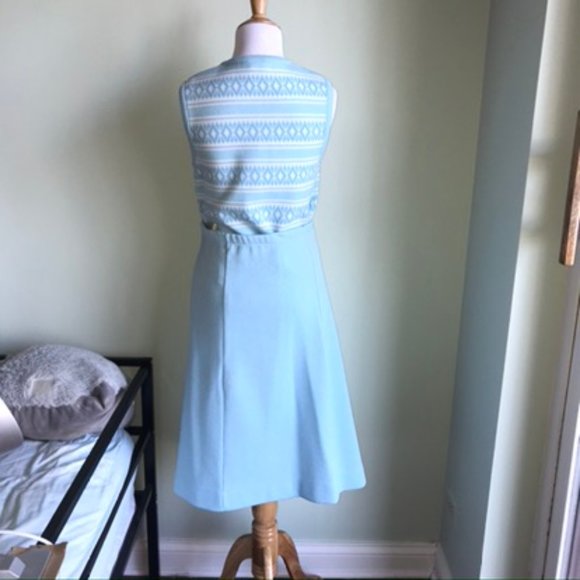 60s Vintage 3 Piece Light Blue and White set - Picture 2 of 8